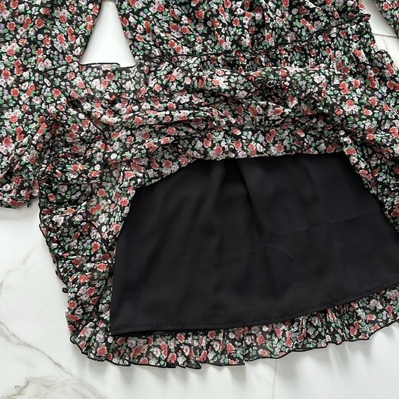 NWT REBECCA MINKOFF Rosemary Floral Dress black floral print Size Medium peasant - Picture 11 of 17